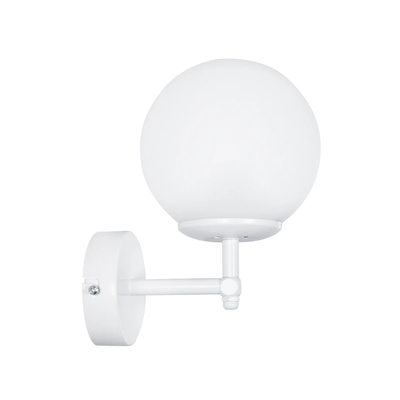 GloboStar® DALPH 203-0030 Vintage Επιτοίχιο Φωτιστικό Απλίκα Μονόφωτο 1 x E27 IP20 Λευκό Μέταλλο με Λευκό Γυαλί - M18 x Π15 x Υ23cm