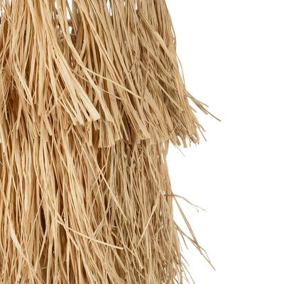 GloboStar® WEG 203-0036 Boho Κρεμαστό Φωτιστικό Καπέλο Μονόφωτο 1 x E27 IP20 Μπέζ Raffia - M45 x Π45 x Υ53cm