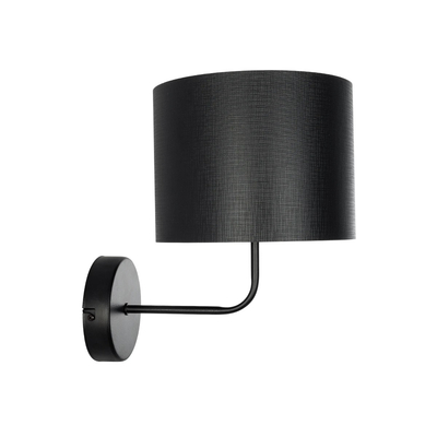 GloboStar® RALPH 203-0038 Vintage Επιτοίχιο Φωτιστικό Απλίκα Μονόφωτο 1 x E27 IP20 Μαύρο Μέταλλο με Μαύρο Ύφασμα - Μ22 x Π29 x Υ30cm