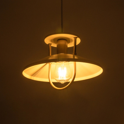 GloboStar® BILLA 203-0041 Vintage Κρεμαστό Φωτιστικό Καμπάνα Μονόφωτο 1 x E27 IP20 Λευκό & Χρυσό Μέταλλο - M30.5 x Π30.5 x Υ20cm