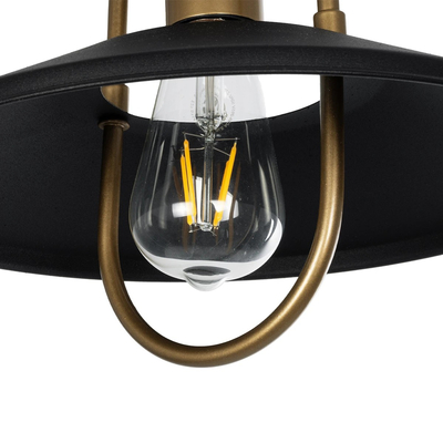 GloboStar® BILLA 203-0042 Vintage Κρεμαστό Φωτιστικό Καμπάνα Μονόφωτο 1 x E27 IP20 Μαύρο & Χρυσό Μέταλλο - M30.5 x Π30.5 x Υ20cm