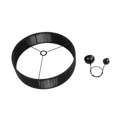 GloboStar® KYCLOS 203-0046 Boho Κρεμαστό Φωτιστικό Καπέλο Μονόφωτο 1 x E27 IP20 Μαύρο Rattan - M55 x Π55 x Υ20cm