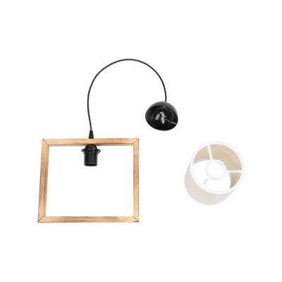 GloboStar® CUP 203-0050 Vintage Κρεμαστό Φωτιστικό Ανάρτηση Μονόφωτο 1 x E27 IP20 Μπεζ Ξύλο με Λευκό Ύφασμα - Μ28 x Π14 x Υ24cm