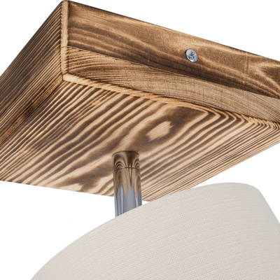 GloboStar® CUP 203-0057 Vintage Φωτιστικό Οροφής Σποτ Μονόφωτο 1 x E27 IP20 Μπεζ Ξύλο με Λευκό Ύφασμα - Μ14.5 x Π14.5 x Υ25cm