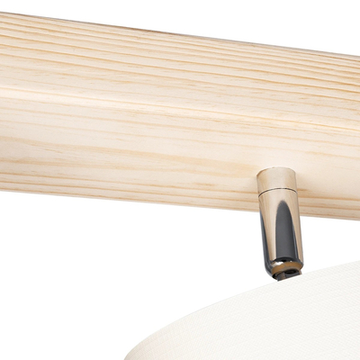 GloboStar® CUP 203-0058 Vintage Φωτιστικό Οροφής Ράγα Τρίφωτο 3 x E27 IP20 Μπέζ Ξύλο με Λευκό Ύφασμα - Μ60 x Π14 x Υ26cm