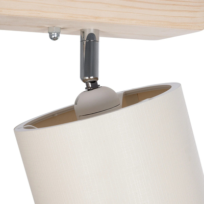 GloboStar® CUP 203-0059 Vintage Φωτιστικό Οροφής Ράγα Δίφωτο 2 x E27 IP20 Μπέζ Ξύλο με Λευκό Ύφασμα - Μ42 x Π14 x Υ26cm