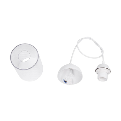 GloboStar® TORUS 203-0064 Μοντέρνο Κρεμαστό Φωτιστικό Καμπάνα Μονόφωτο 1 x E27 IP20 Λευκό Πλαστικό - Μ10.5 x Π10.5 x Υ18.5cm