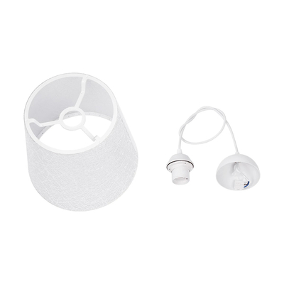 GloboStar® CONEY 203-0069 Μοντέρνο Κρεμαστό Φωτιστικό Καπέλο Μονόφωτο 1 x E27 IP20 Λευκό Ύφασμα - Μ26 x Π26 x Υ25cm