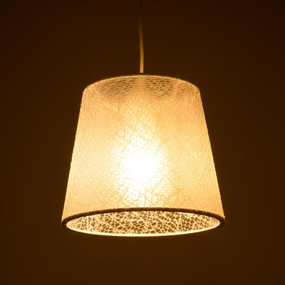 GloboStar® CONEY 203-0069 Μοντέρνο Κρεμαστό Φωτιστικό Καπέλο Μονόφωτο 1 x E27 IP20 Λευκό Ύφασμα - Μ26 x Π26 x Υ25cm