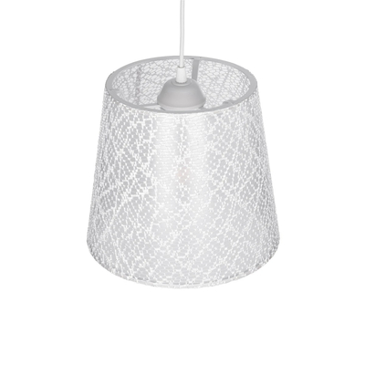 GloboStar® CONEY 203-0069 Μοντέρνο Κρεμαστό Φωτιστικό Καπέλο Μονόφωτο 1 x E27 IP20 Λευκό Ύφασμα - Μ26 x Π26 x Υ25cm