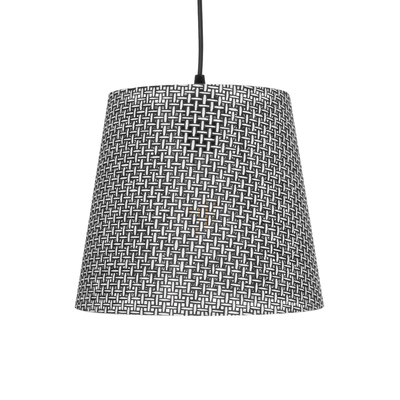 GloboStar® CONEY 203-0070 Μοντέρνο Κρεμαστό Φωτιστικό Καπέλο Μονόφωτο 1 x E27 IP20 Γκρι Διάτρητο Ύφασμα - Μ26 x Π26 x Υ25cm