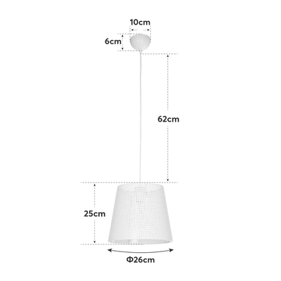 GloboStar® CONEY 203-0071 Μοντέρνο Κρεμαστό Φωτιστικό Καπέλο Μονόφωτο 1 x E27 IP20 Mπεζ Διάτρητο Ύφασμα - Μ26 x Π26 x Υ25cm