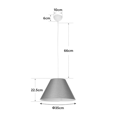 GloboStar® RIFT 203-0075 Μοντέρνο Κρεμαστό Φωτιστικό Καπέλο Μονόφωτο 1 x E27 IP20 Μπλε Ύφασμα - Μ35 x Π35 x Υ22.5cm
