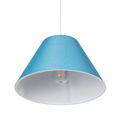 GloboStar® RIFT 203-0075 Μοντέρνο Κρεμαστό Φωτιστικό Καπέλο Μονόφωτο 1 x E27 IP20 Μπλε Ύφασμα - Μ35 x Π35 x Υ22.5cm