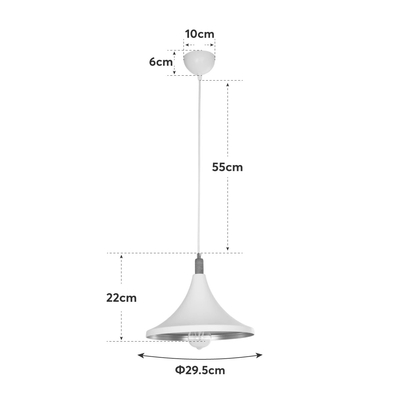 GloboStar® BELFRY 203-0076 Μοντέρνο Κρεμαστό Φωτιστικό Καμπάνα Μονόφωτο 1 x E27 IP20 Λεύκο & Χρυσό Πλαστικό - Μ29.5 x Π29.5 x Υ22cm