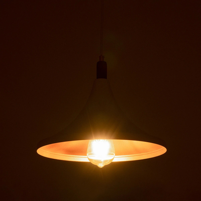 GloboStar® BELFRY 203-0076 Μοντέρνο Κρεμαστό Φωτιστικό Καμπάνα Μονόφωτο 1 x E27 IP20 Λεύκο & Χρυσό Πλαστικό - Μ29.5 x Π29.5 x Υ22cm