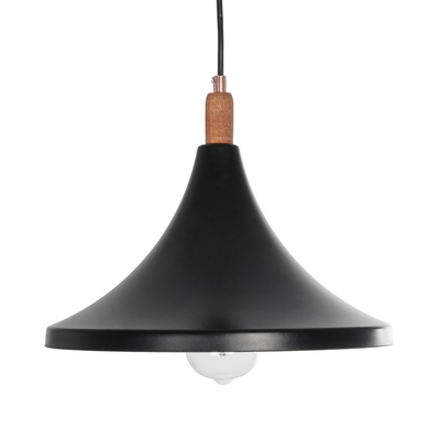 GloboStar® BELFRY 203-0077 Μοντέρνο Κρεμαστό Φωτιστικό Καμπάνα Μονόφωτο 1 x E27 IP20 Μαύρο & Χρυσό Πλαστικό - Μ29.5 x Π29.5 x Υ22cm