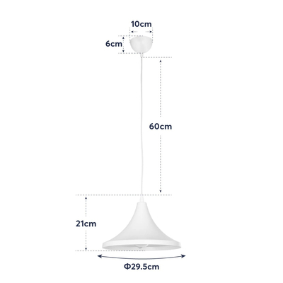GloboStar® BELFRY 203-0079 Μοντέρνο Κρεμαστό Φωτιστικό Καμπάνα Μονόφωτο 1 x E27 IP20 Λεύκο Πλαστικό - Μ29.5 x Π29.5 x Υ21cm