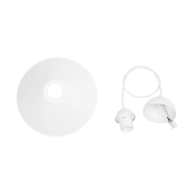 GloboStar® FONTE 203-0081 Μοντέρνο Κρεμαστό Φωτιστικό Καμπάνα Μονόφωτο 1 x E27 IP20 Λευκό Πλαστικό - Μ25.5 x Π25.5 x Υ10cm