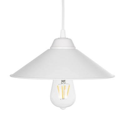 GloboStar® FONTE 203-0081 Μοντέρνο Κρεμαστό Φωτιστικό Καμπάνα Μονόφωτο 1 x E27 IP20 Λευκό Πλαστικό - Μ25.5 x Π25.5 x Υ10cm