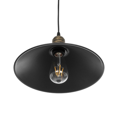 GloboStar® FERRO 203-0082 Μοντέρνο Κρεμαστό Φωτιστικό Καμπάνα Μονόφωτο 1 x E27 IP20 Μαύρο & Μπρούτζινο Πλαστικό - Μ30 x Π30 x Υ15cm