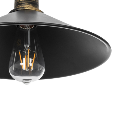 GloboStar® FERRO 203-0082 Μοντέρνο Κρεμαστό Φωτιστικό Καμπάνα Μονόφωτο 1 x E27 IP20 Μαύρο & Μπρούτζινο Πλαστικό - Μ30 x Π30 x Υ15cm