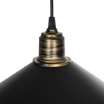 GloboStar® FERRO 203-0082 Μοντέρνο Κρεμαστό Φωτιστικό Καμπάνα Μονόφωτο 1 x E27 IP20 Μαύρο & Μπρούτζινο Πλαστικό - Μ30 x Π30 x Υ15cm