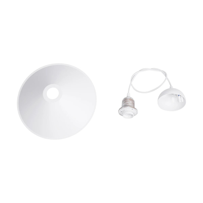 GloboStar® FERRO 203-0083 Μοντέρνο Κρεμαστό Φωτιστικό Καμπάνα Μονόφωτο 1 x E27 IP20 Λευκό & Χρυσό Πλαστικό - Μ30 x Π30 x Υ15cm