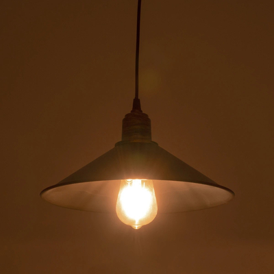 GloboStar® FERRO 203-0083 Μοντέρνο Κρεμαστό Φωτιστικό Καμπάνα Μονόφωτο 1 x E27 IP20 Λευκό & Χρυσό Πλαστικό - Μ30 x Π30 x Υ15cm