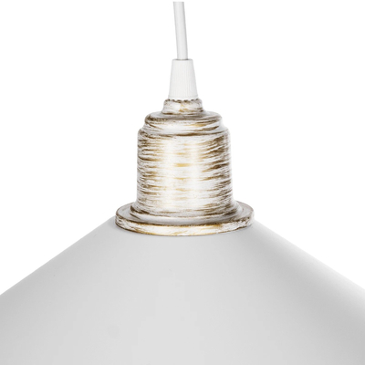 GloboStar® FERRO 203-0083 Μοντέρνο Κρεμαστό Φωτιστικό Καμπάνα Μονόφωτο 1 x E27 IP20 Λευκό & Χρυσό Πλαστικό - Μ30 x Π30 x Υ15cm