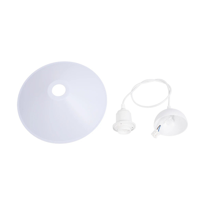 GloboStar® FERRO 203-0087 Μοντέρνο Κρεμαστό Φωτιστικό Καμπάνα Μονόφωτο 1 x E27 IP20 Λευκό Πλαστικό - Μ30 x Π30 x Υ15cm