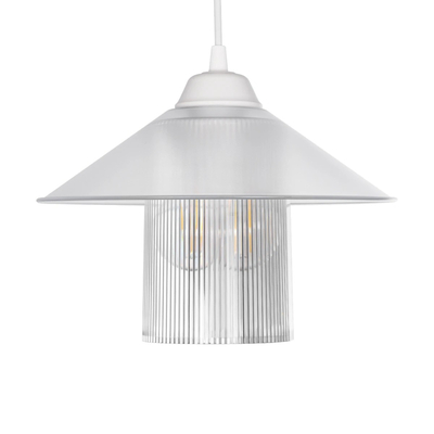 GloboStar® PROMO 203-0088 Μοντέρνο Κρεμαστό Φωτιστικό Καμπάνα Μονόφωτο 1 x E27 IP20 Λευκό Πλαστικό - Μ25.5 x Π25.5 x Υ20cm