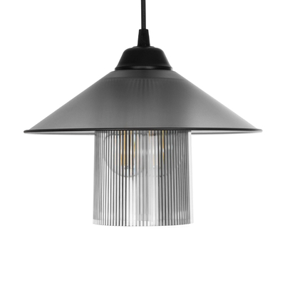 GloboStar® PROMO 203-0089 Μοντέρνο Κρεμαστό Φωτιστικό Καμπάνα Μονόφωτο 1 x E27 IP20 Μαύρο Πλαστικό - Μ25.5 x Π25.5 x Υ20cm