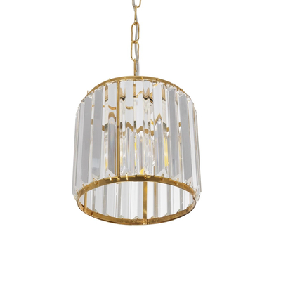 GloboStar® GLAMOROUS 203-0093 Κλασικό Κρεμαστό Φωτιστικό Κρύσταλλα Μονόφωτο 1 x E27 IP20 Χρυσό Μέταλλο με Διάφανο Κρύσταλλο - Μ19 x Π19 x Υ16.5cm