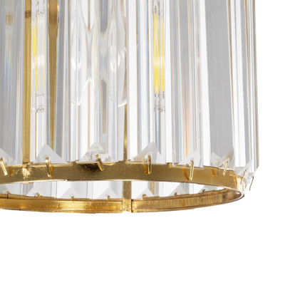 GloboStar® GLAMOROUS 203-0093 Κλασικό Κρεμαστό Φωτιστικό Κρύσταλλα Μονόφωτο 1 x E27 IP20 Χρυσό Μέταλλο με Διάφανο Κρύσταλλο - Μ19 x Π19 x Υ16.5cm