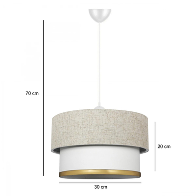 GloboStar® FOCUS 204-0100 Μοντέρνο Κρεμαστό Φωτιστικό Kαπέλο Μονόφωτο 1 x E27 IP20 Λευκό Ύφασμα - Μ30 x Π30 x Υ70cm