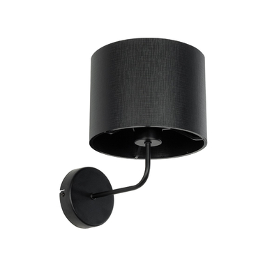 GloboStar® RALPH 203-0038 Vintage Επιτοίχιο Φωτιστικό Απλίκα Μονόφωτο 1 x E27 IP20 Μαύρο Μέταλλο με Μαύρο Ύφασμα - Μ22 x Π29 x Υ30cm