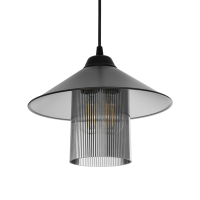 GloboStar® PROMO 203-0089 Μοντέρνο Κρεμαστό Φωτιστικό Καμπάνα Μονόφωτο 1 x E27 IP20 Μαύρο Πλαστικό - Μ25.5 x Π25.5 x Υ20cm