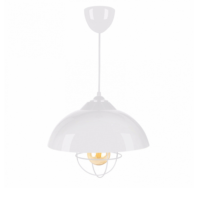 GloboStar® INDUSTRY 204-0111 Μοντέρνο Κρεμαστό Φωτιστικό Καμπάνα Μονόφωτο 1 x E27 IP20 Λευκό Μέταλλο - Μ30 x Π30 x Υ70cm