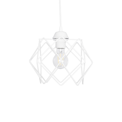 GloboStar® VORTEX 203-0001 Mοντέρνο Κρεμαστό Φωτιστικό Πλέγμα Μονόφωτο 1 x E27 IP20 Λευκό Μέταλλο - Μ23.5 x Π23.5 x Υ20cm