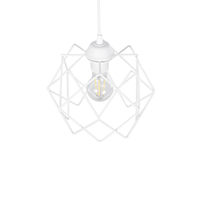 GloboStar® VORTEX 203-0001 Mοντέρνο Κρεμαστό Φωτιστικό Πλέγμα Μονόφωτο 1 x E27 IP20 Λευκό Μέταλλο - Μ23.5 x Π23.5 x Υ20cm