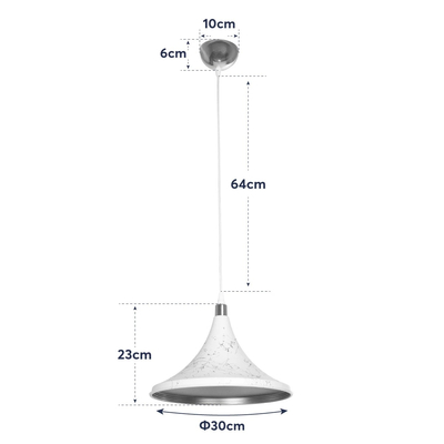 GloboStar® MARBLE 203-0098 Μοντέρνο Κρεμαστό Φωτιστικό Καμπάνα Μονόφωτο 1 x E27 IP20 Λεύκο & Χρυσό Πλαστικό - Μ30 x Π30 x Υ20cm