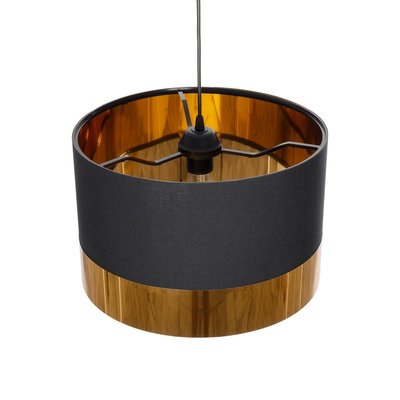 GloboStar® ZYKLUS 203-0100 Μοντέρνο Κρεμαστό Φωτιστικό Καπέλο Μονόφωτο 1 x E27 IP20 Μαύρο Ύφασμα με Χρυσό Μέταλλο - Μ36 x Π36 x Υ25cm