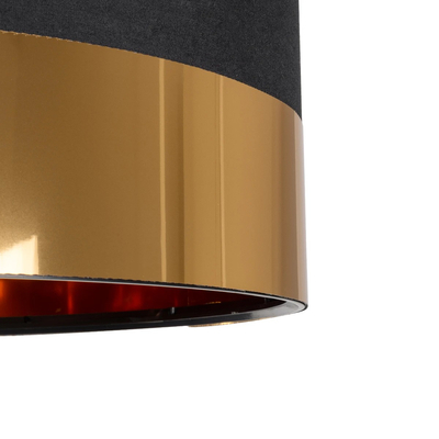 GloboStar® ZYKLUS 203-0100 Μοντέρνο Κρεμαστό Φωτιστικό Καπέλο Μονόφωτο 1 x E27 IP20 Μαύρο Ύφασμα με Χρυσό Μέταλλο - Μ36 x Π36 x Υ25cm