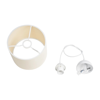 GloboStar® BLAZE 203-0106 Μοντέρνο Κρεμαστό Φωτιστικό Καπέλο Μονόφωτο 1 x E27 IP20 Μπεζ Ύφασμα - Μ22 x Π22 x Υ20cm