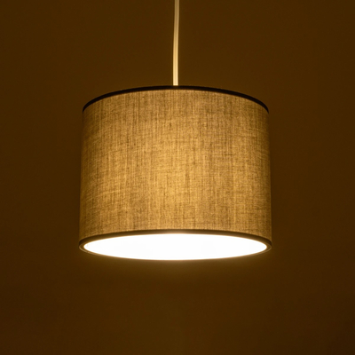 GloboStar® BLAZE 203-0108 Μοντέρνο Κρεμαστό Φωτιστικό Καπέλο Μονόφωτο 1 x E27 IP20 Γκρι Ύφασμα - Μ22 x Π22 x Υ20cm