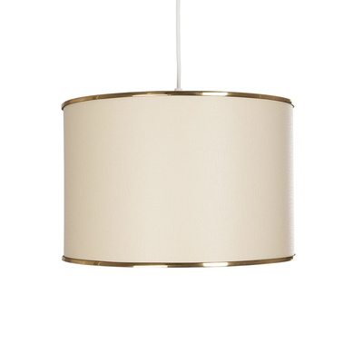 GloboStar® ELECTRA 203-0110 Μοντέρνο Κρεμαστό Φωτιστικό Καπέλο Μονόφωτο 1 x E27 IP20 Mπεζ Ύφασμα με Χρυσό Μέταλλο - Μ30 x Π30 x Υ23cm