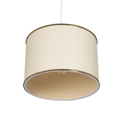 GloboStar® ELECTRA 203-0110 Μοντέρνο Κρεμαστό Φωτιστικό Καπέλο Μονόφωτο 1 x E27 IP20 Mπεζ Ύφασμα με Χρυσό Μέταλλο - Μ30 x Π30 x Υ23cm