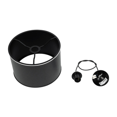 GloboStar® ELECTRA 203-0111 Μοντέρνο Κρεμαστό Φωτιστικό Καπέλο Μονόφωτο 1 x E27 IP20 Mαύρο Ύφασμα με Ασημί Μέταλλο - Μ30 x Π30 x Υ23cm