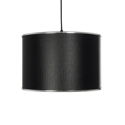 GloboStar® ELECTRA 203-0111 Μοντέρνο Κρεμαστό Φωτιστικό Καπέλο Μονόφωτο 1 x E27 IP20 Mαύρο Ύφασμα με Ασημί Μέταλλο - Μ30 x Π30 x Υ23cm